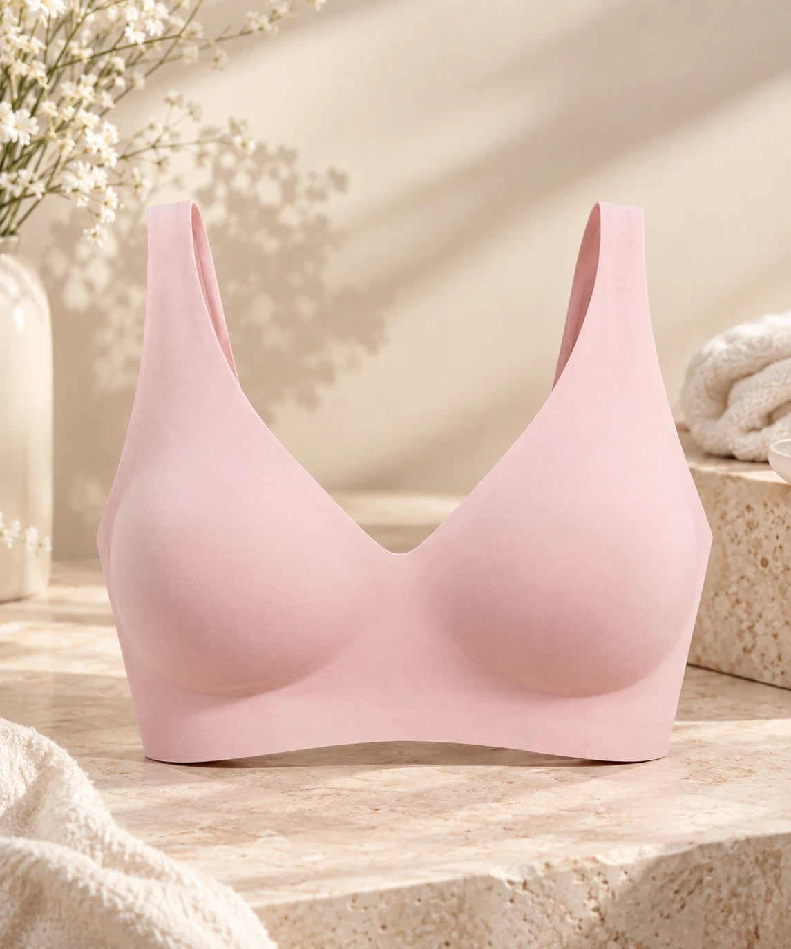 Soutien-gorge Seconde Peau sans armatures, coloris rose poudré