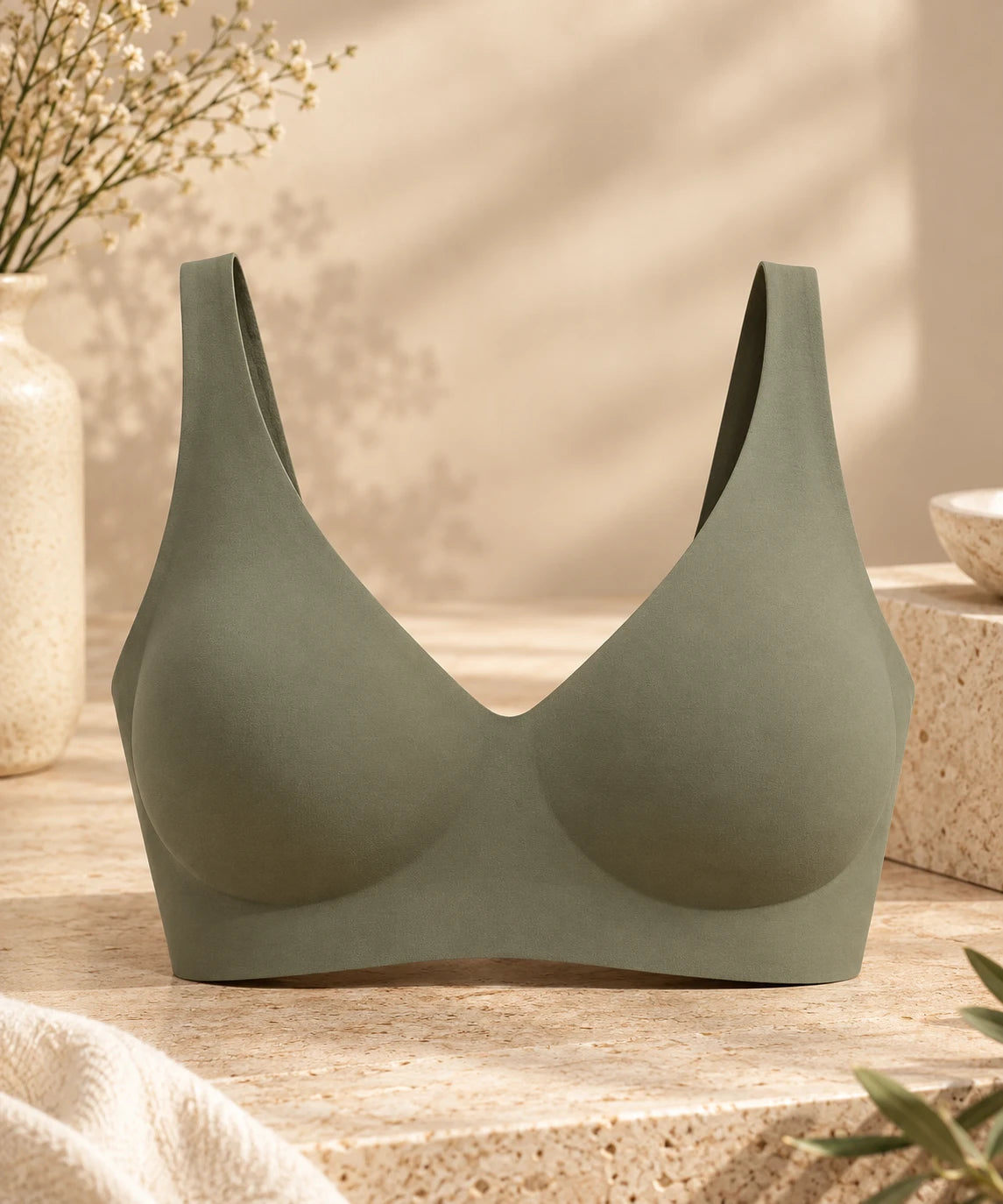 Soutien-gorge Seconde Peau sans armatures, coloris sauge